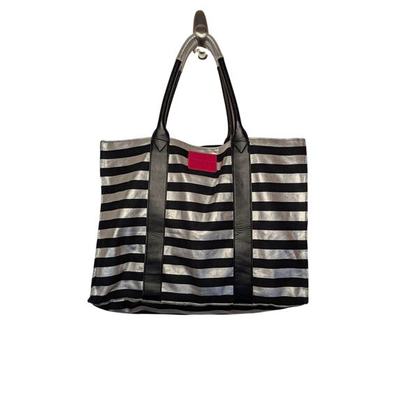 Victoria's Secret Women Handbags, Metallic Silver & Black Weekender Tote Bag - Picture 1 of 8
